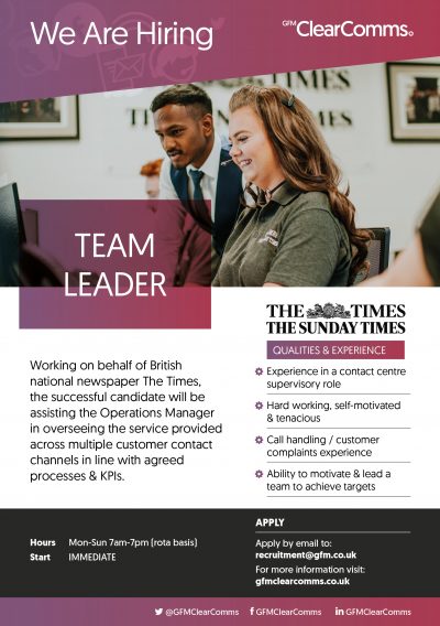The Times Team Leader - GFM ClearComms